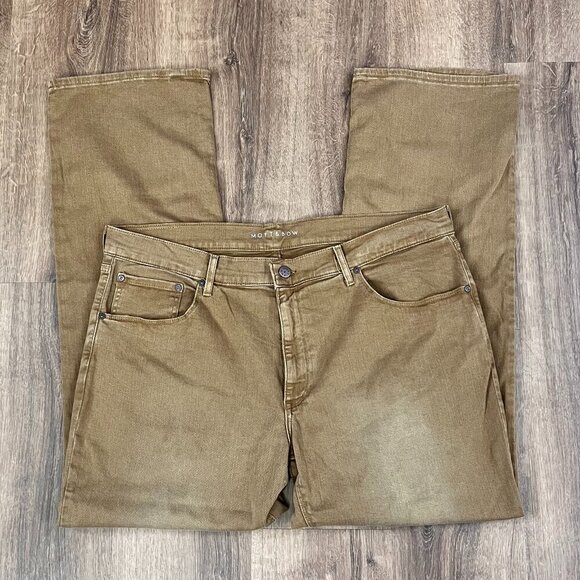 Mott & Bow Straight Jeans Distressed Khaki Sz 40x32 - Picture 1 of 10